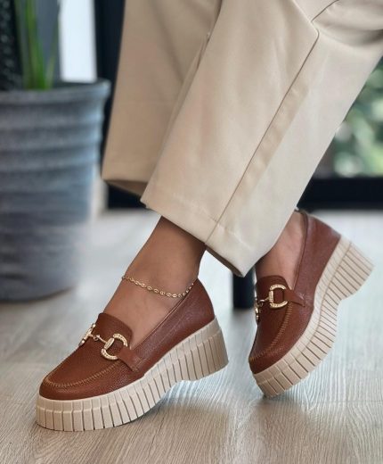 Cuero confort suela alta textura lineal alrededor cafe