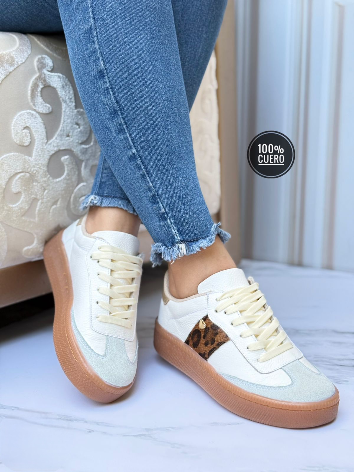 TENIS ALTOS BLANCO TIGREADOS (1) TENIS ALTOS - Imagen 1