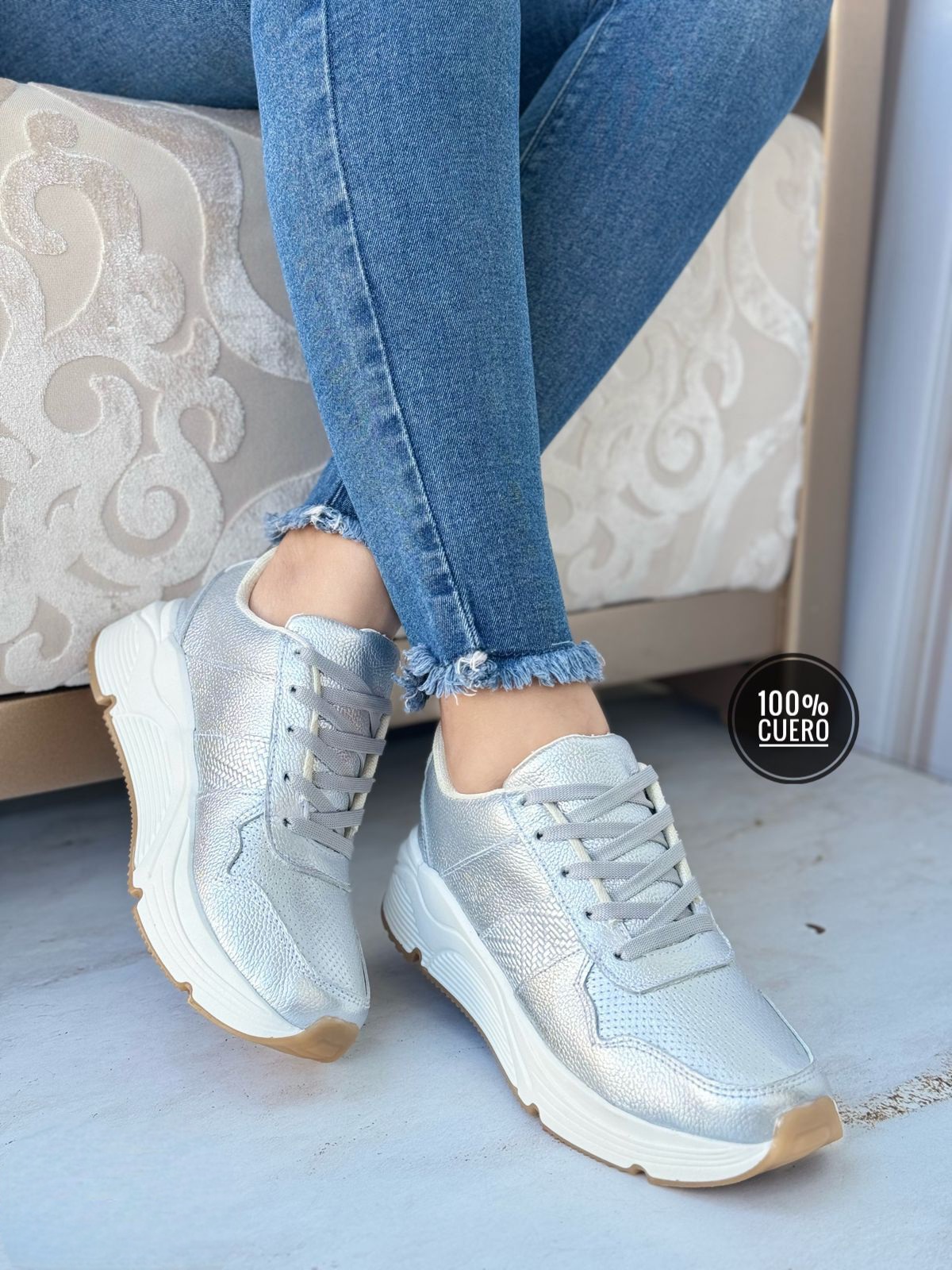 TENIS CUERO GRIS (1) TENIS CUERO - Imagen 1