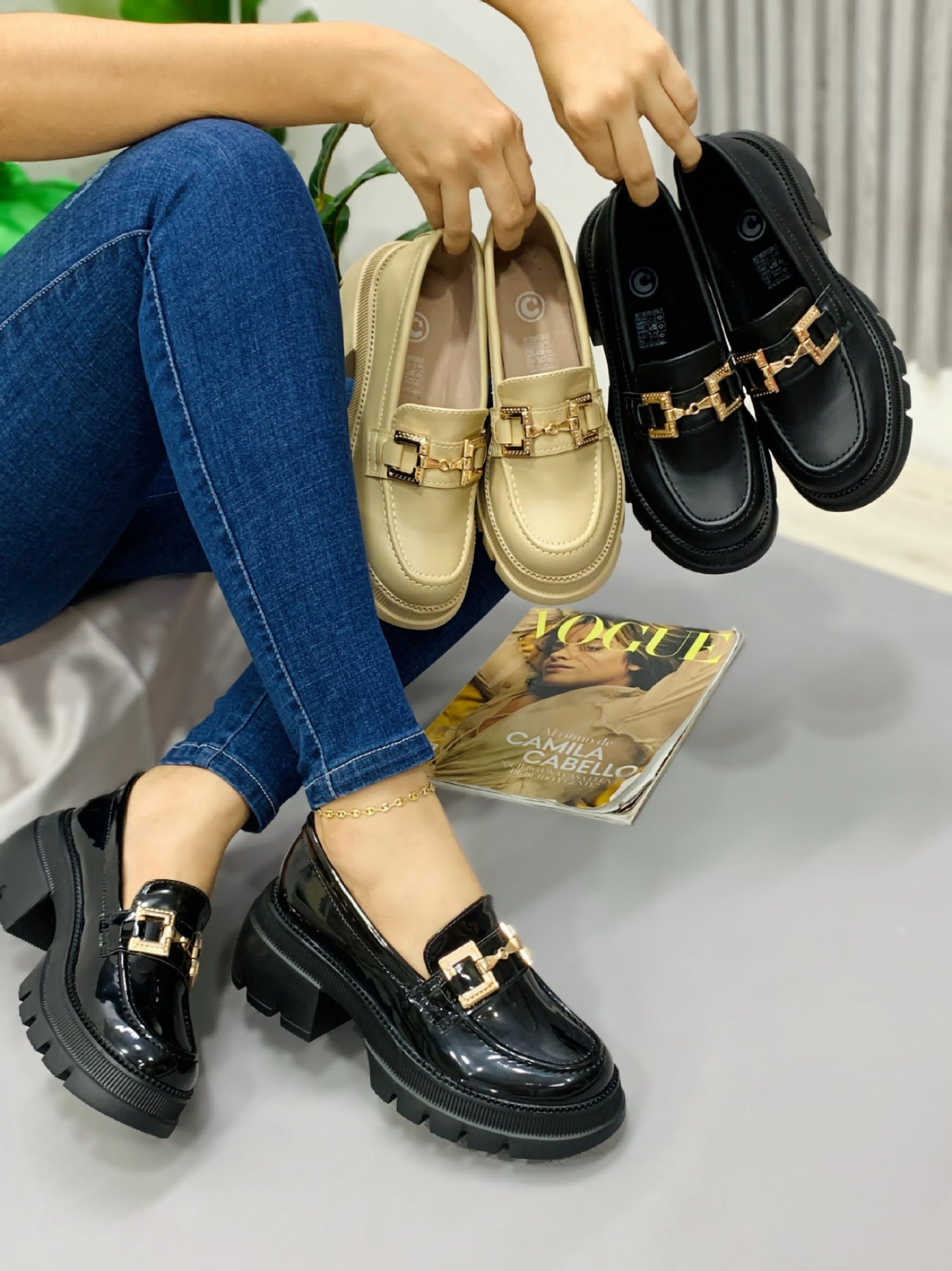 zapato tacon grueso todos Zapato tacon grueso beige - Imagen 1